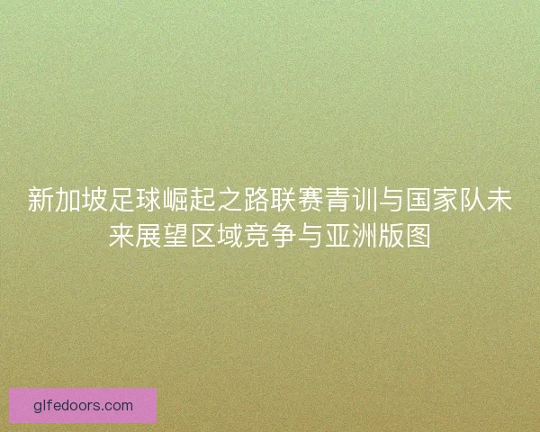 新加坡足球崛起之路联赛青训与国家队未来展望区域竞争与亚洲版图